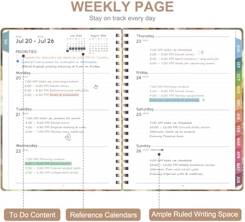 Planner 2026-2027, Weekly and Monthly Academic Planner, July 2026 - June 2027, Hardcover Calendar Agenda Book for School Year Planning, School Supplies for Teacher and Student, Letter Size(8.5'' x 11'')