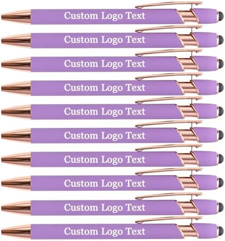 Personalized Pens Ballpoint with Stylus, Violet, 20 Pcs
