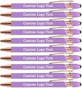 Personalized Pens Ballpoint with Stylus, Violet, 20 Pcs