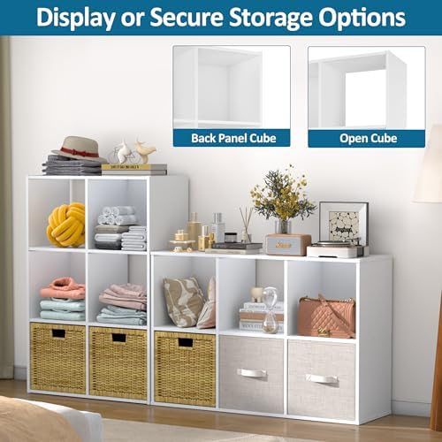 PrimeZone 6 Cube Storage Organizer, Stackable Wood Cubby Bookshelf, White