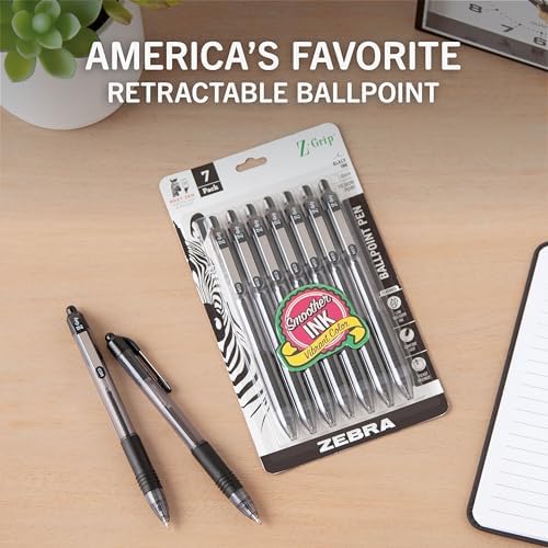 Zebra Pen Z-Grip Retractable Ballpoint Pen, Black Ink, 1.0mm, 108 Bulk-Pack