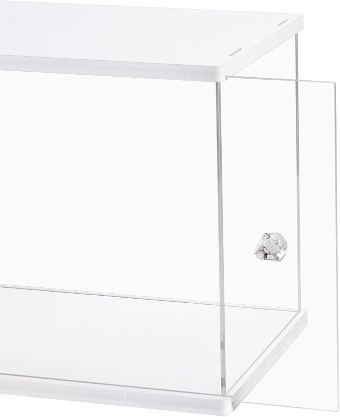 CECOLIC Acrylic Display Case Clear Display Storage Box Countertop Cube for Collectibles, Action Figures, Miniature Figurines Dustproof Protection Storage & Organizing (White, 12.4x7x8.6in)