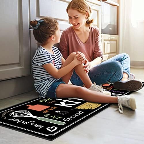 Utensils Kitchen Rugs for Floor 2 Piece Sets, Chef Love Floor Mat for Kitchen, Utensils Kitchen Rug in Front of Sink for Standing for Italian Kitchen Decor 17"X30"+17"X47"