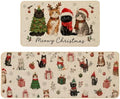 Baccessor Meowy Christmas Kitchen Rugs Set of 2 Cats 17x29 and 17x47 Inch