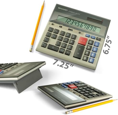 Sharp 12-Digit Commercial Dual Power Desktop Calculator, Business Functions with Memory & Markup Keys, Slim Adding-Machine Design Calculator, 6.9 x 7.3-Inches, Gray and Black (QS-2130)