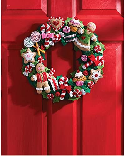 Bucilla Felt Applique Wreath Kit, 15-Inch Round, 86264 Cookies & Candy, Multicolor