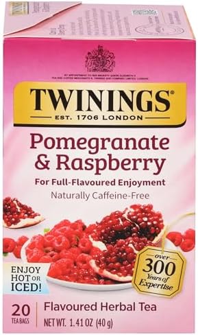 Twinings Pomegranate & Raspberry Herbal Tea Bags, 20 CT Box (1 Pack)