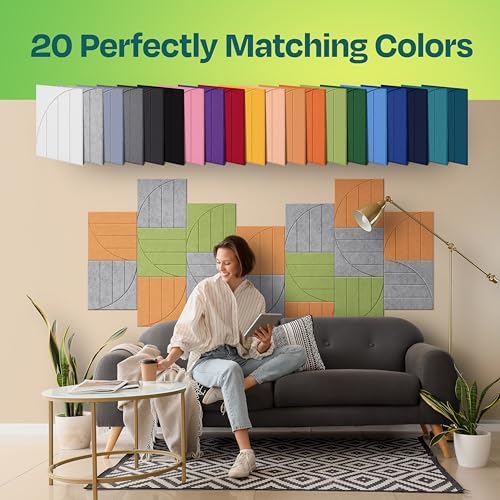 Acoustic Panels 12-Pack Soundproof Wall Panels 12"x12"x0.4" Decorative Sound Dampening for Your Home, Office, Studio, Bedroom & More with Unique ModuArc Carving [Light Gray]