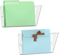 Gawerk Single Pocke Wall Mount File Holder Organizer (Clear, 2 Pack) | Acrylic Hanging Wall Organizer, Plastic Wall Mount Mails Magazines Organizer for Office and Home