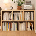 Lumber Organizer Shelf 3/4 Shelves, Lateral Filing or Vertical, Closed Back Floor-Standing Bookshelf Rack Bookcase Cabinet Tiered Shelf Grid Storage Unit Natural 39.4" L x 9.4" W x 23.6" H