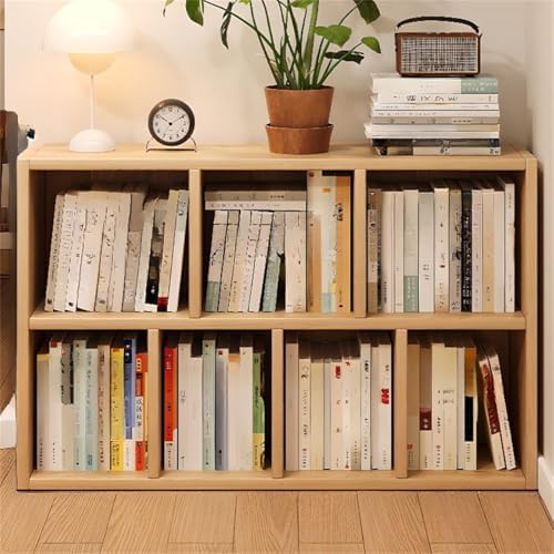 Lumber Organizer Shelf 3/4 Shelves, Lateral Filing or Vertical, Closed Back Floor-Standing Bookshelf Rack Bookcase Cabinet Tiered Shelf Grid Storage Unit Natural 39.4" L x 9.4" W x 23.6" H