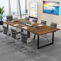 Tribesigns 8FT Conference Table, 94.49 L x 47.24 W x 29.53 H Inches Large Meeting Podcast Table for 10 People, Business Style Wooden Training Table with Strong Metal Frame for Office Conference