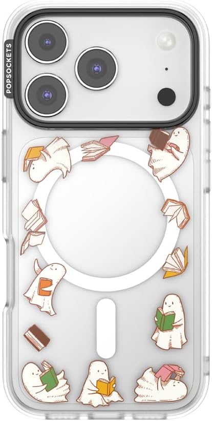 PopSockets iPhone 17 Pro Phone Case with MagSafe- Spooky Book Club | Magnetic, Wireless Charging, Camera & Drop Protection, Bookish, Witchy, Halloween, Horror