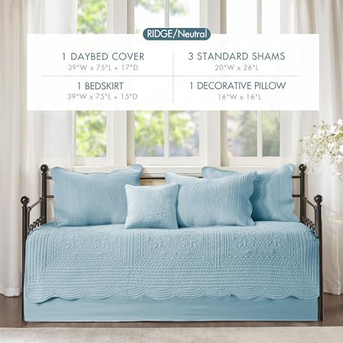 Madison Park Coastal Damask Quilted Daybed Cover Set, 6PC, 39"x75"