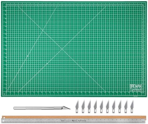 WA Portman Self-Healing Cutting Mat, Crafting Knife, 36'' Metal Ruler Set