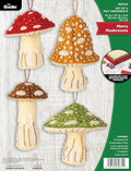 Bucilla Felt Applique 4 Piece Ornament Making Kit, Merry Mushrooms, Perfect for DIY Arts and Crafts, 89670E