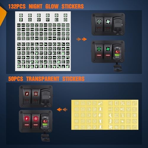 Nilight 2 Gang Rocker Switch Box w/Voltmeter PD Type C and USB Socket