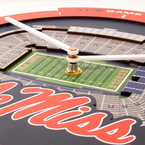 YouTheFan NCAA Mississippi Rebels StadiumView 3D Wall Clock