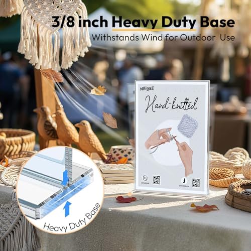 NIUBEE Unbreakable Acrylic Sign Holder 8.5 x 11 Clear Flyer Stand 3 Pack