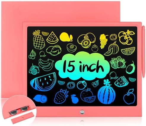 15 Inch LCD Writing Tablet, Colorful Doodle Board Drawing Pads, Educational Birthday Gift Toys for 3-6 Years Old Kids Toddler (Pink)