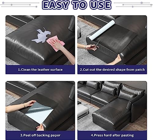 Besezx Leather Repair Patch Tape Kit, Self Adhesive Leather Repair for Furniture, Couch, Sofa, Car Seats,Office Chair,Vinyl Repair Kit.30inx16in