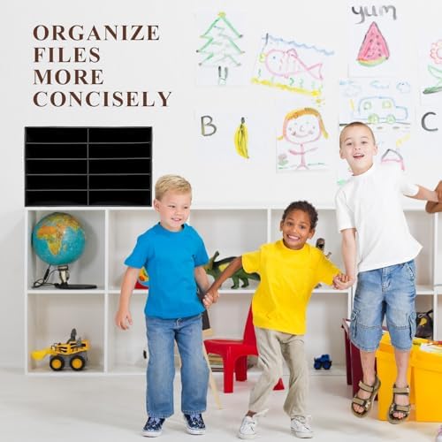 Ireer 4 Pieces Cardboard Paper Organizer, Classroom Mailboxes, Construction Paper Storage, Compartment Literature Sorters, Classroom Organizers for Student Office School (Black,10 Slots)