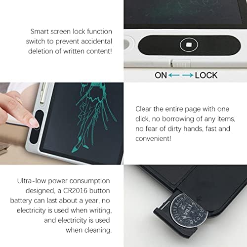 LCD Handwriting Board Electronic Writing Tablet for Small mini Hand Drawing, Low Consumption, One Click Clear Function, Screen Lock, Stainless Steel