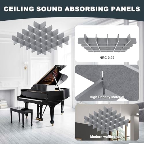 Acoustic Ceiling Panels Sound Absorbing Panels, Square Gray