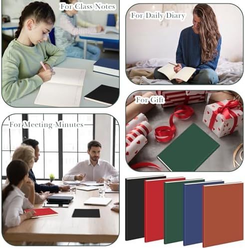 Tenceur 5 Pcs A4 College Ruled Notebook 8.5'' x 11'' Lined Journal 200 Pages Lined Artificial Leather Sketchbook for Writing Office School Business Home Gifts Supplies (Dark Color)