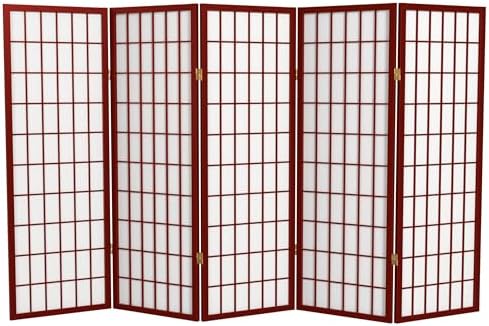 4 ft. Short Window Pane Shoji Screen - Rosewood - 5 Panels