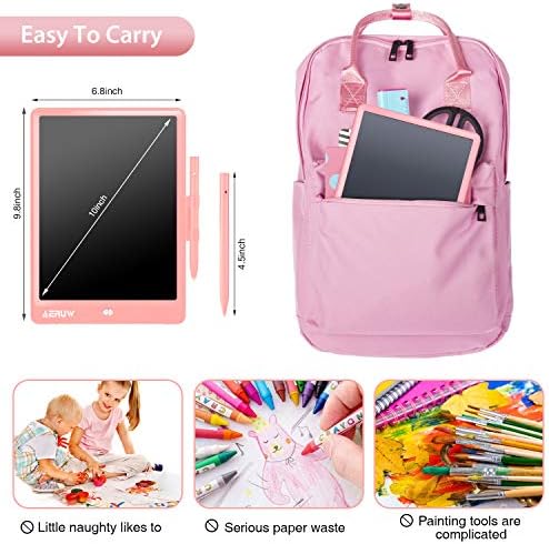 LCD Writing Tablet Colorful 10 Inch Electronic Graphics Doodle Board eWriter Drawing Pad with Memory Lock Gift for Kids & Adults Home School Office Handwriting Tablet (Pink)