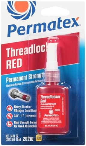 Permatex 26210 Permanent Strength Threadlocker Red, 10 ml