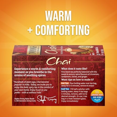 Twinings Chai Spiced Black Tea Bags, 20 CT Box (6 Pack)