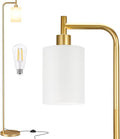 Ziisee Floor Lamps for Living Room - Industrial Standing Lamp with Frosted White Glass Shade, Modern Gold Floor Lamp with LED Bulbs, Farmhouse Floor Lamp for Bedroom, Tall Lamp for Office - Gold