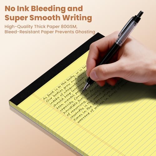 6pcs Legal Pads 8.5 x 11, Perforated Yellow Notepad 8.5x11, 50Sheets/Pad