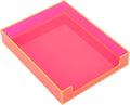 Paper Tray Acrylic File Organizer for Desk Letter Tray Desk Organizer Document Holder Sorter Storage for A4 Office Supplies Magazines, 13.8x10.6x2.4 Inches, Neon Pink