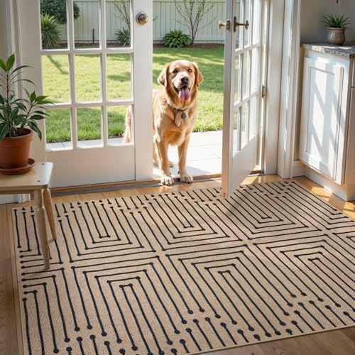 Lahome Boho 3x5 Outdoor Rugs for Entry, Washable Easy Jute Rug