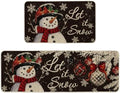 Artoid Mode Black Snowman Let It Snow Snowflake Christmas Kitchen Mats Set of 2, Winter Home Decor Low-Profile Kitchen Rugs for Floor - 17x29 and 17x47 Inch