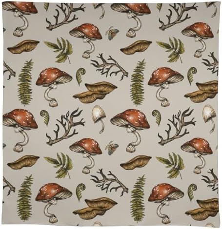 Vintage Woodland Mushroom Tablecloth, Nature Forest Plants Botanical Ferns Print Table Cloth for Farmhouse Kitchen Party Picnic Dinner Decor 60x110in