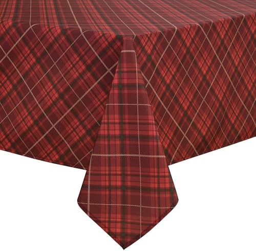 DWCN Christmas Checkered Tablecloth, 60 x 102 Inch, Rectangular, Red