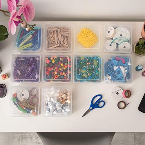 IRIS USA Clear Cases |Made in USA| Plastic Box Organizers (10-Pack)- Small