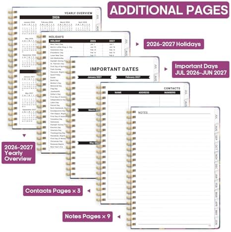 Planner 2026-2027, Weekly & Monthly Academic Calendar, Jul 2026 – Jun 2027
