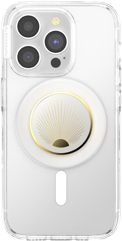 PopSockets Phone Grip for MagSafe, Magnetic Holder- Radiant White | Removable, For Kindle / Android / iPhone, With Magnet, White, Enamel, Designs