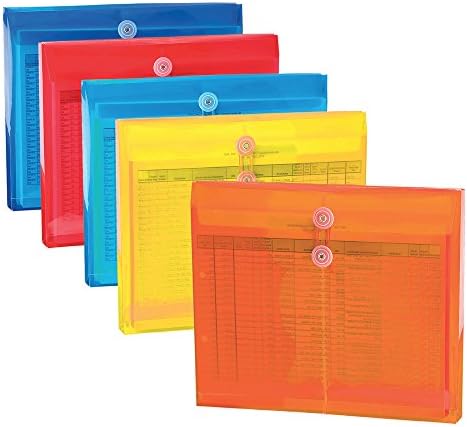 Smead Poly Project Envelope, 1-1/4" Expansion, String-Tie Closure, Side Load, Letter Size, 5 per Pack (89519)