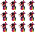 Beistle 12 Count Rainbow Metallic Plastic Wrapped Balloon Weights for Birthday Parties, Colorful Celebrations and Pride Events, Table Decorations for Any Theme, 6 Oz