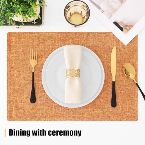 Homaxy Cloths Placemats for Dining Table Set of 6, 13" x 19", Orange