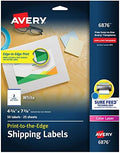 Avery Print-to-the-Edge Printable Shipping Labels, 4.75" x 7.75", Matte White, Sure Feed Technology, Laser & Inkjet Printer Compatible, 50 Blank Labels per Pack (5 Packs of 6876)