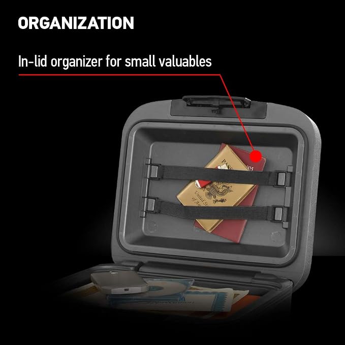 SentrySafe Fireproof and Waterproof Document Safe with Key Lock, Lock Box for Cash, Passport, Jewelry, Exterior: 16.5 in W x 14.8 in D x 7.6 in H, Black, 0.36 Cubic Feet, CHW30220 | Fire and Water Resistant Document Safe With Key Lock, Protects Cash, P...