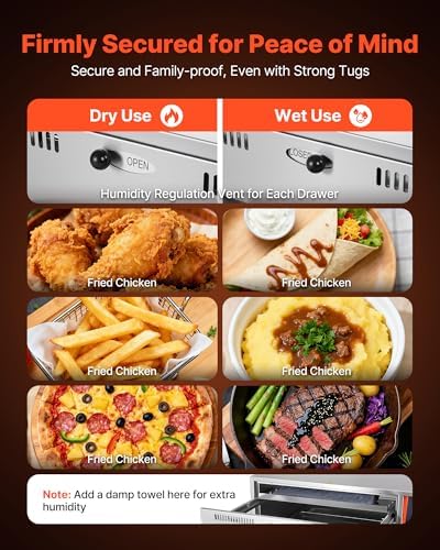 VEVOR Commercial Electric Drawer Warmer, Single-Drawer Stainless Steel Food Warmer, Freestanding Slim Warming Drawer Cabinet, 85°F–185°F Wide Temperature Range, for Restaurant, Hotel, Bakery & Kitchen
