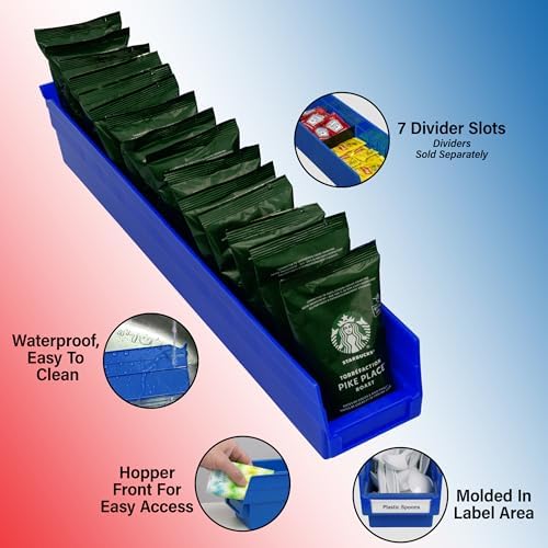 Akro-Mils 30124 Heavy Duty Plastic Shelf Bins, 24"x 4"x 4", Yellow, 12-Pack